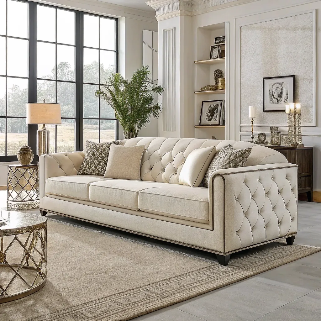 Elegant modern sofa in a spacious living room